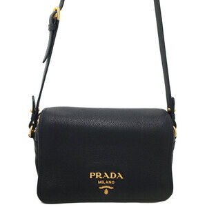 Prada Vitello Phenix Leather Flap Crossbody Bag Black